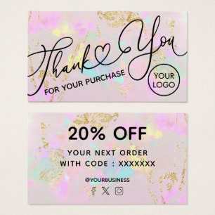 dank u voor uw aankoop roze opal visitekaartje