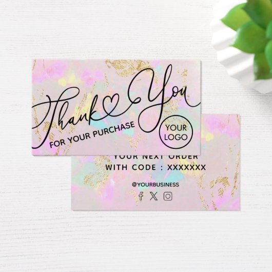 dank u voor uw aankoop roze opal visitekaartje (Bureau)