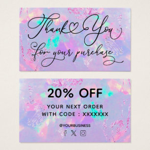 dank u voor uw aankoop van paars opal visitekaartje