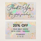 dank u voor uw aankoop wit opal visitekaartje (Voorkant /achterkant)