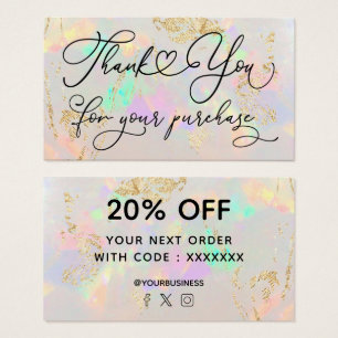 dank u voor uw aankoop wit opal visitekaartje