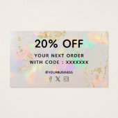 dank u voor uw aankoop wit opal visitekaartje (Achterkant)