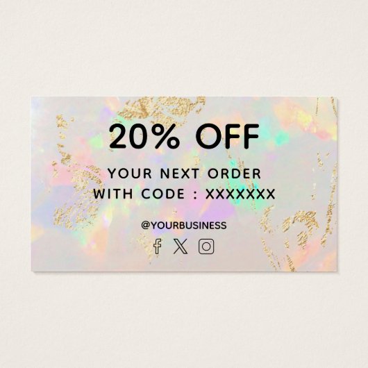 dank u voor uw aankoop wit opal visitekaartje (Achterkant)