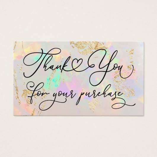 dank u voor uw aankoop wit opal visitekaartje (Voorkant)