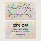 dank u voor uw aankoop wit opal visitekaartje (Voorkant /achterkant)