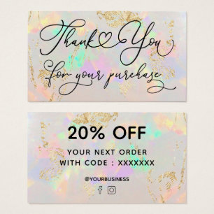 dank u voor uw aankoop wit opal visitekaartje