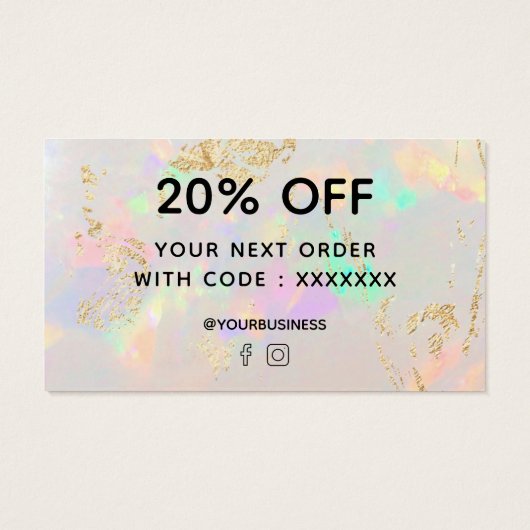 dank u voor uw aankoop wit opal visitekaartje (Achterkant)