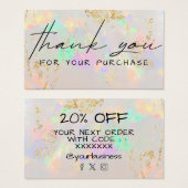 dank u voor uw aankoop wit opal visitekaartje (Voorkant /achterkant)