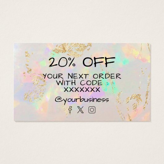 dank u voor uw aankoop wit opal visitekaartje (Achterkant)