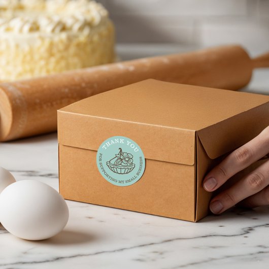 Dank u voor uw bedrijf Blauwgroen bakkerij gebak Ronde Sticker