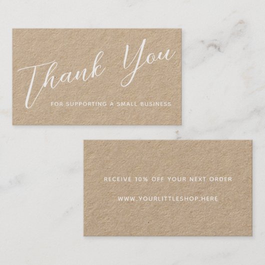 Dank u voor uw bedrijfs moderne Manuscript Kraft Visitekaartje (Voorkant / Achterkant)