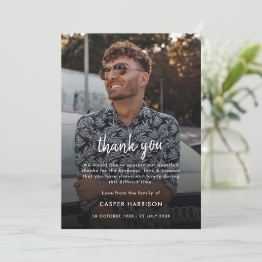 Dank u voor uw begrafenis | Viering van de Life-fo Bedankkaart (Staand voorkant)