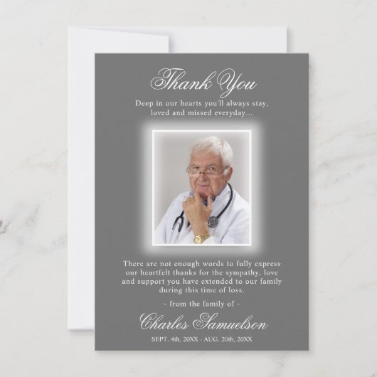 Dank u voor uw begrafenissympathie GRAY | FOTO Bedankkaart (Voorkant)