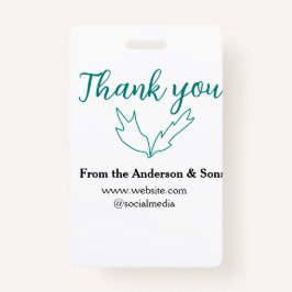 Dank u voor uw bestelling blad website bedrijfsnaa badge