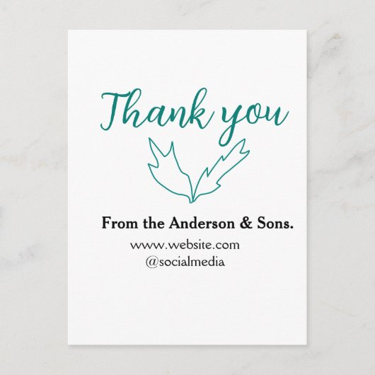 Dank u voor uw bestelling blad website bedrijfsnaa briefkaart (Voorkant)