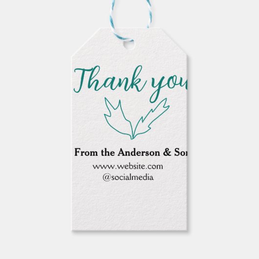 Dank u voor uw bestelling blad website bedrijfsnaa cadeaulabel (Voorkant)