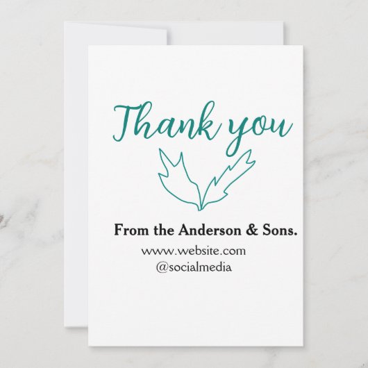 Dank u voor uw bestelling blad website bedrijfsnaa kaart (Voorkant)