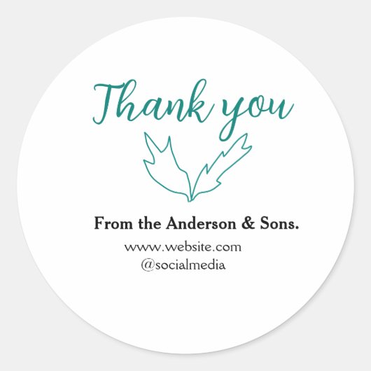 Dank u voor uw bestelling blad website bedrijfsnaa ronde sticker (Voorkant)