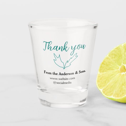 Dank u voor uw bestelling blad website bedrijfsnaa shot glas (Voorkant)