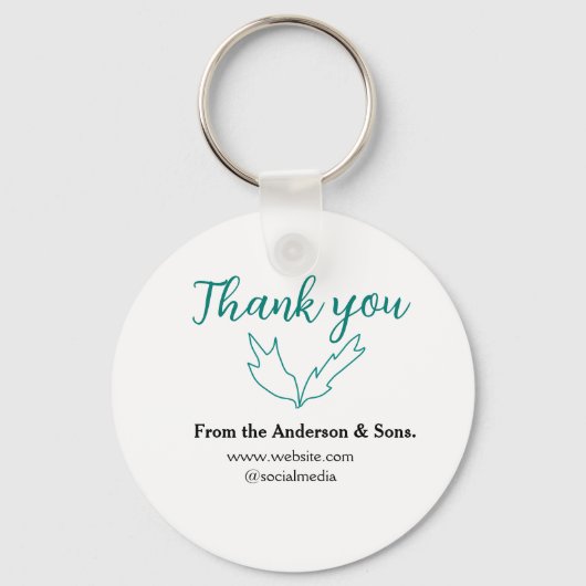 Dank u voor uw bestelling blad website bedrijfsnaa sleutelhanger (Voorkant)