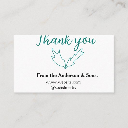 Dank u voor uw bestelling blad website bedrijfsnaa visitekaartje (Voorkant)