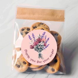 "Dank u voor uw bestelling" Bloemboeket Custom Ronde Sticker