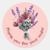 "Dank u voor uw bestelling" Bloemboeket Custom Ronde Sticker (Voorkant)