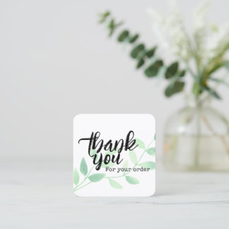 Dank U Voor Uw Bestelling Botanisch Waterverfblad Vierkante Visitekaartje