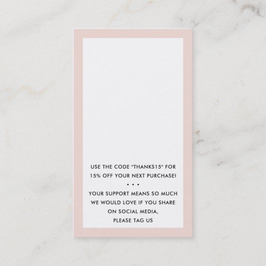 DANK U VOOR UW BESTELLING EN SPEELT DE socials ZWA Visitekaartje (Achterkant)