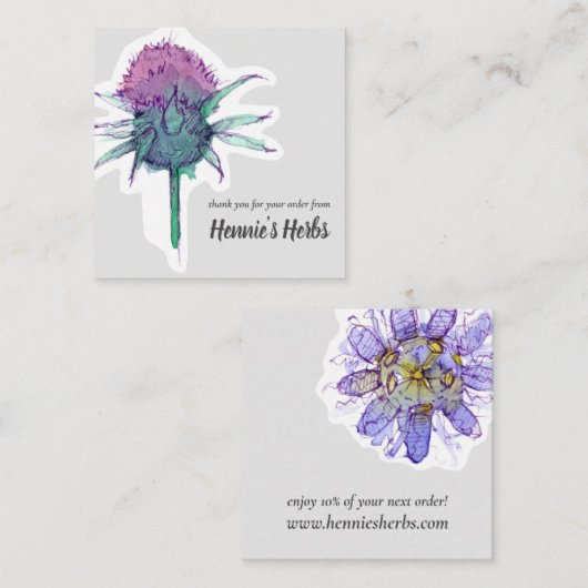 Dank u voor uw bestelling medicinale kruiden botan vierkante visitekaartje (Voorkant / Achterkant)