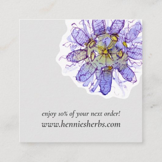 Dank u voor uw bestelling medicinale kruiden botan vierkante visitekaartje (Achterkant)