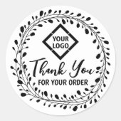 Dank u voor uw bestelling, met uw Logo, Ronde Sticker (Voorkant)