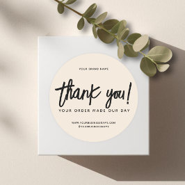 Dank u voor uw bestelling op maat beige bedrijf ronde sticker