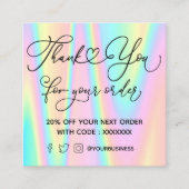 dank u voor uw bestelling pastelkleur vierkante visitekaartje (Voorkant)