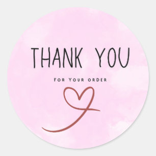Dank U Voor Uw Bestelling Pinky Ronde Sticker