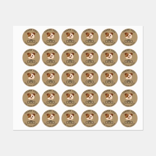 Dank u voor uw bestelling, puppy sticker. klassiek labels (Vel)