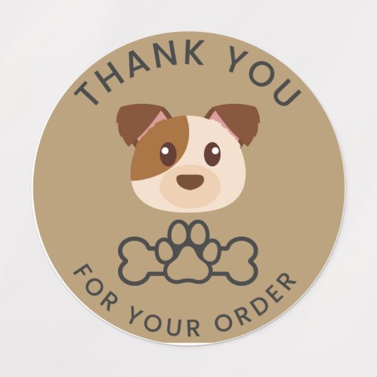 Dank u voor uw bestelling, puppy sticker. klassiek labels (Design 2)