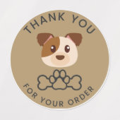 Dank u voor uw bestelling, puppy sticker. klassiek labels (Design 1)