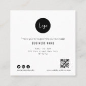 dank u voor uw bestelling vierkante visitekaartje (Achterkant)