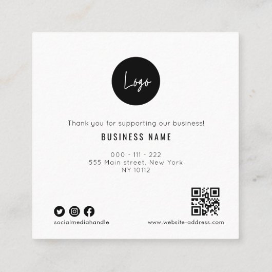 dank u voor uw bestelling vierkante visitekaartje (Achterkant)