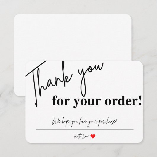 Dank u voor uw bestelling visitekaartjes notitiekaartje (Voorkant / Achterkant)