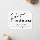 Dank u voor uw bestelling visitekaartjes notitiekaartje (Voorkant / Achterkant in situ)