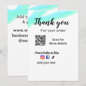 Dank u voor uw bestelling voeg een of contactgegev kaart (Voorkant / Achterkant)