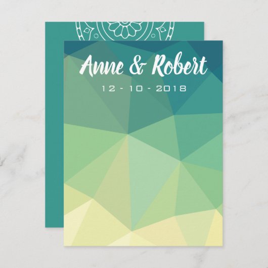 Dank u voor uw briefkaart in groene gele mandala (Voorkant / Achterkant)