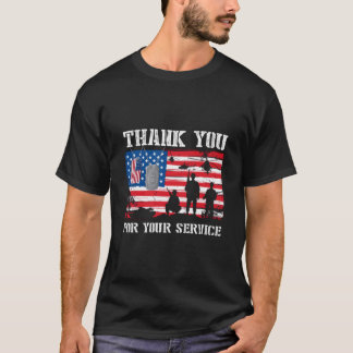 Dank U Voor Uw Dienst Amerikaanse Vlag Veteranen  T-shirt
