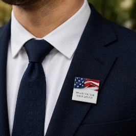 Dank U Voor Uw Dienst Amerikaanse Vlag Vierkante Button 5,1 Cm