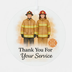 Dank U Voor Uw Dienst Brandweerman Metalen Ornament