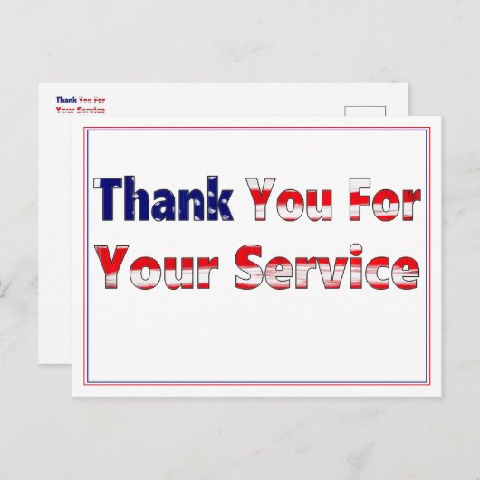 Dank U Voor Uw Dienst  Briefkaart (Voorkant / Achterkant)