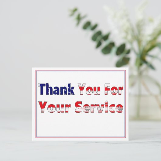 Dank U Voor Uw Dienst  Briefkaart (Staand voorkant)