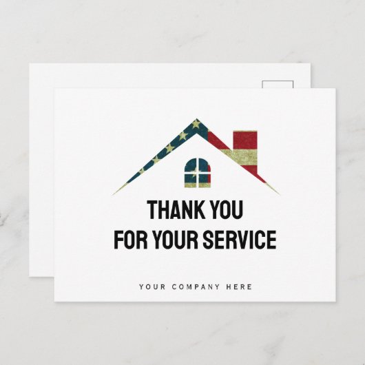 Dank U voor uw Dienst Militair Vastgoed Briefkaart (Voorkant / Achterkant)